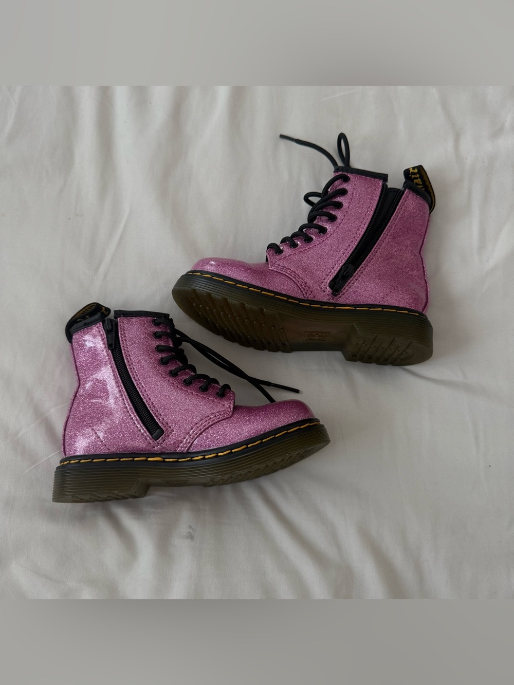 Dr. Martens Kids Glitter Zip Lace-Up Boots - Pink size 9